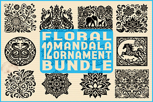 Floral Mandala Ornament Set, an Object Graphic by Gfx_Store
