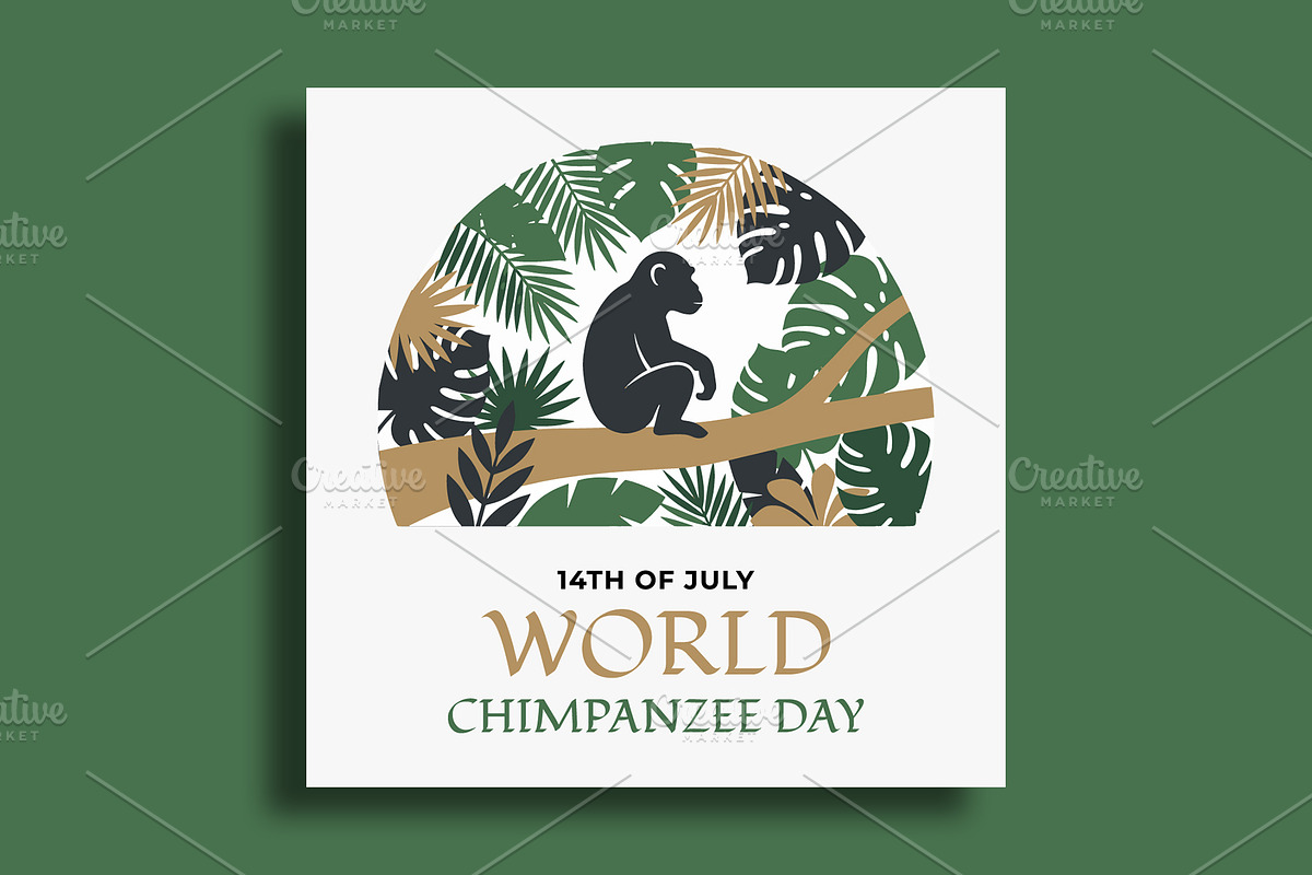 World Chimpanzee Day Banner Design, a Social Media Template by nandinigraphics (Photo 2 of 4)
