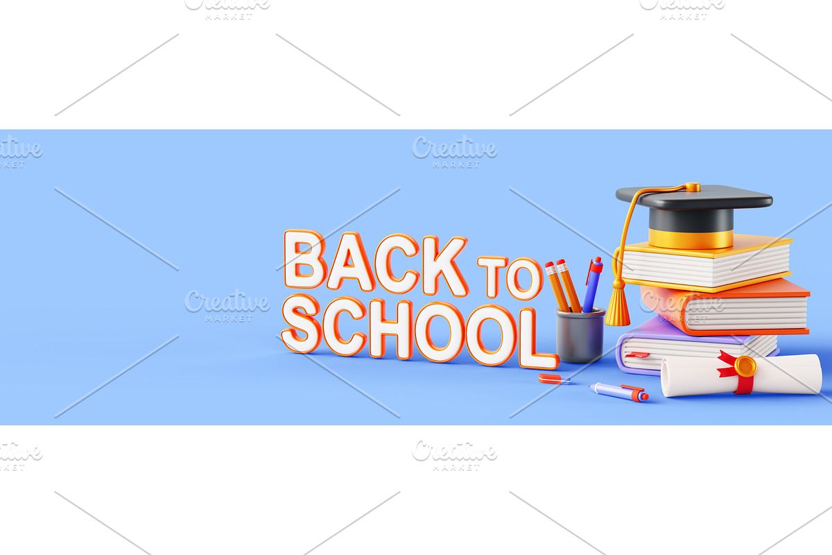 Back to school 3d banner. Student, an Education Illustration by Marozhkastudio