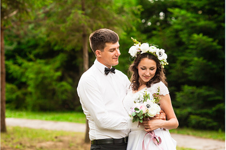 Happy bride and groom after wedding, a Person Photo by oksix