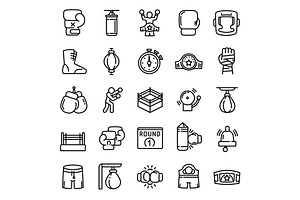 Boxing icon, outline style, an Object Illustration by Ylivdesign