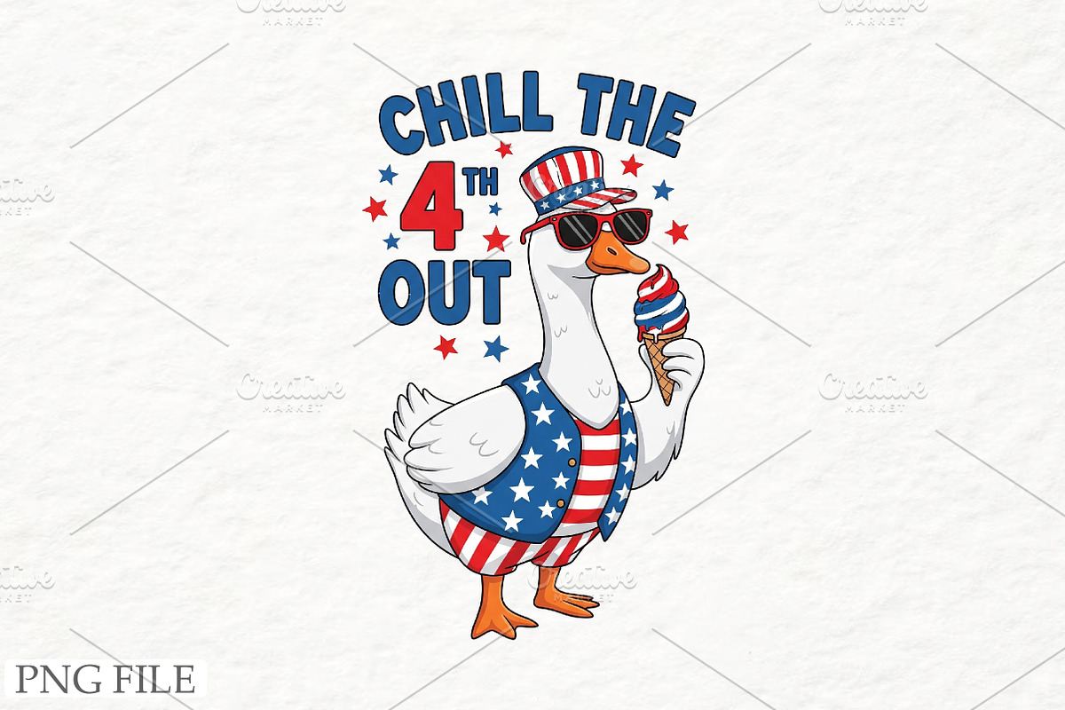 4th of July Goose Patriotic Chill, an Illustration by Watercolor design (Photo 1 of 3)