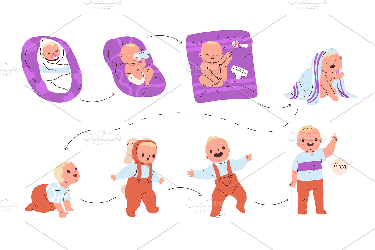 Baby growth stages. Newborn infant, a Person Illustration by Stock-Smart-Start