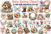 Watercolor Boho Spring Clipart, an Illustration by Sublimation Artist (Thumbnail 1 of 6)