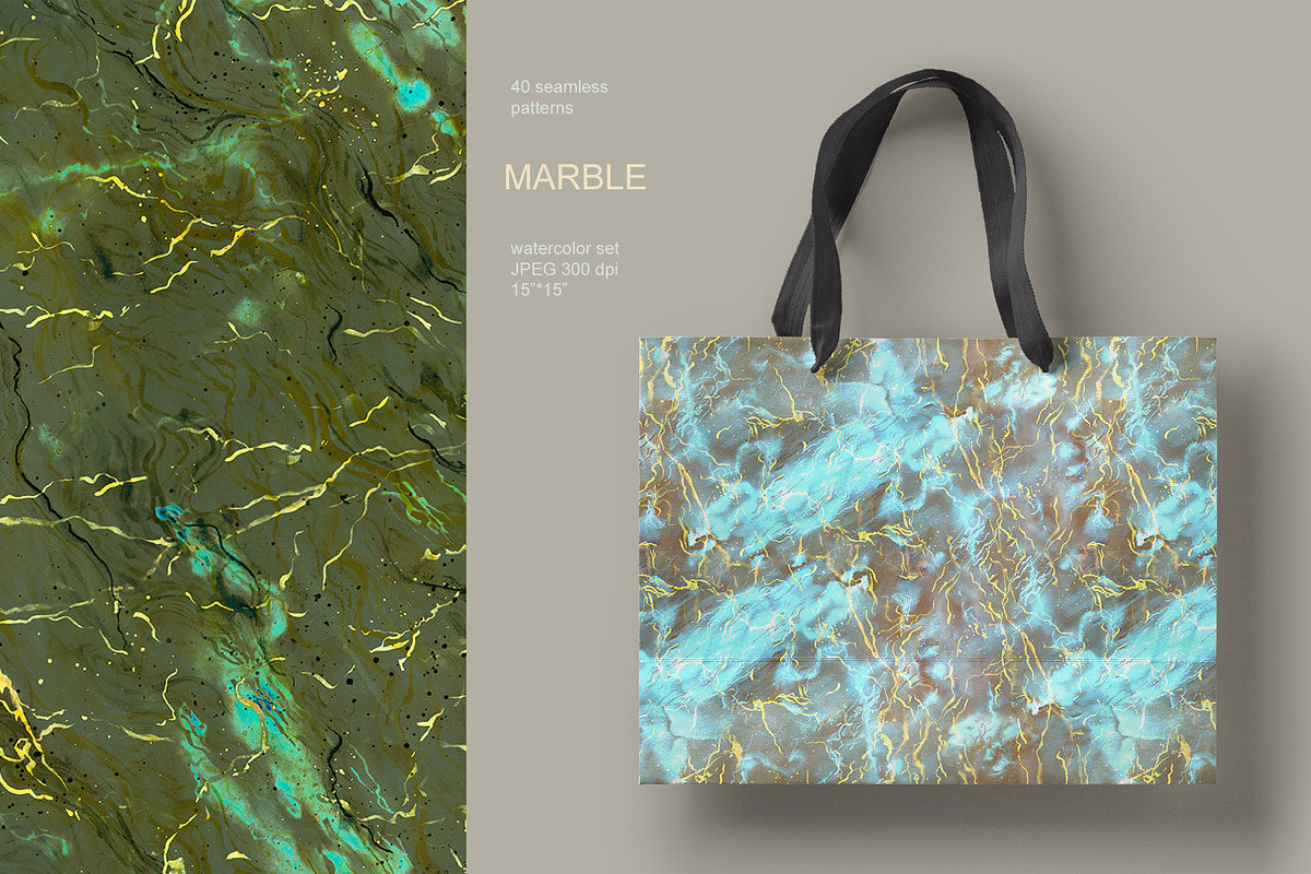 40 Marble seamless watercolor pack, a Pattern Graphic by PatternsBlooming (Photo 5 of 14)