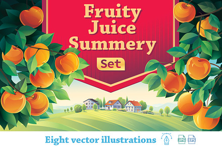 Summer fruity landscape, a Food Illustration by Countryside life