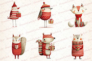 Funny Christmas Animals Clipart, an Illustration by DreamCafeArt (Thumbnail 6 of 8)