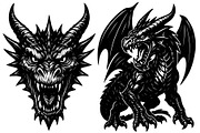 Dragon tattoo silhouettes, an Animal Illustration by Deezguizer (Thumbnail 3 of 3)