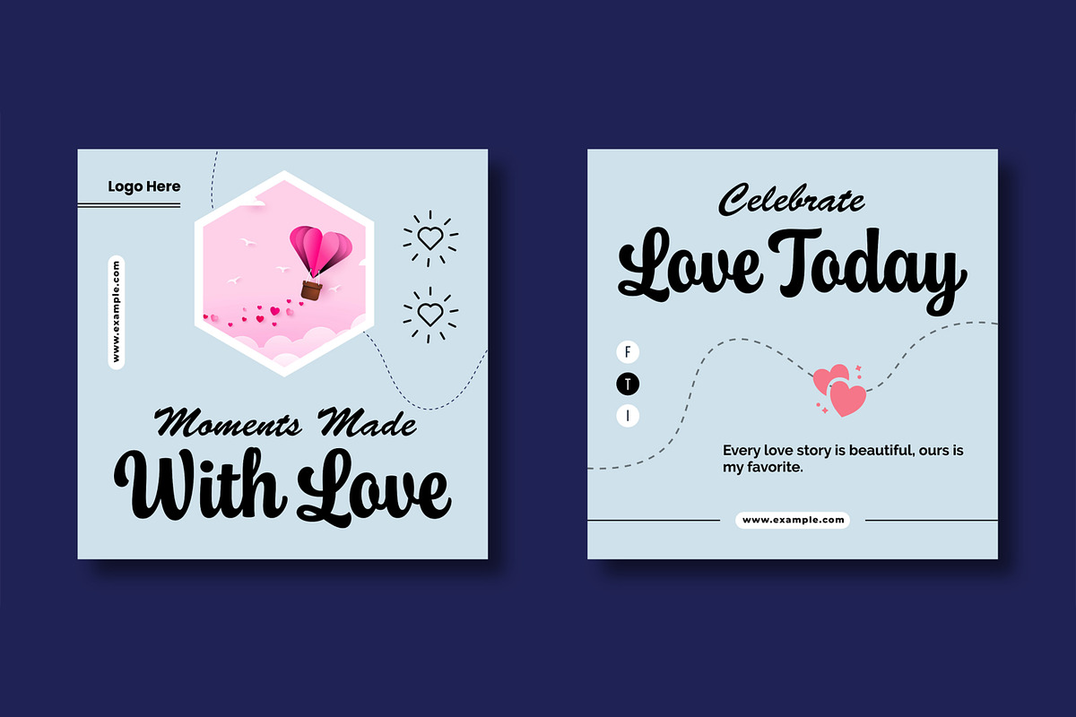 Valentine Social Media Post Template, a Social Media Template by MightyDesign (Photo 3 of 8)