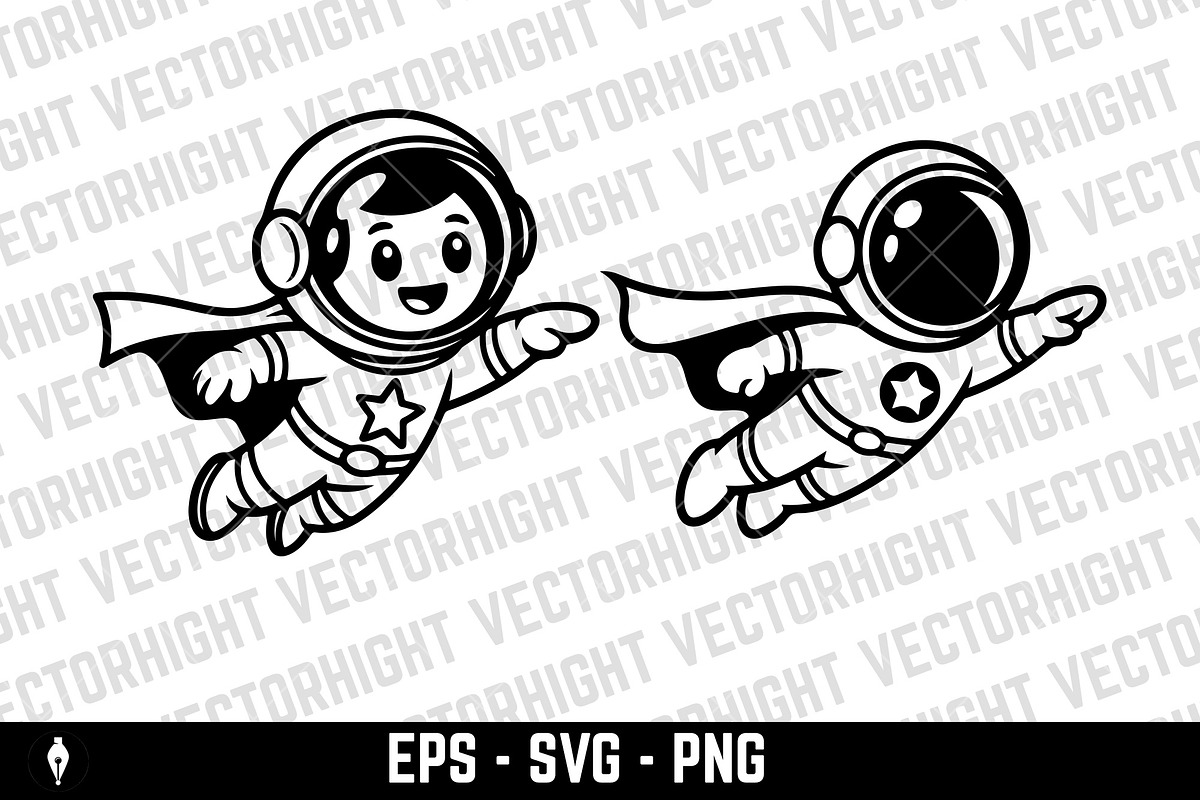 Superhero astronaut flying, a Technology Illustration by Vectorhight (Photo 2 of 3)