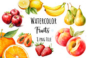 Watercolor Fruits Set, a Food Illustration by The Best Digital Plaza (Thumbnail 1 of 3)