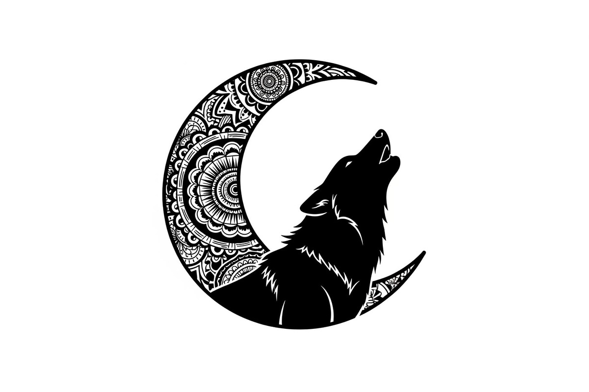 Mandala Moon Wolf SVG Bundle, an Illustration by Gaye Art (Photo 21 of 31)