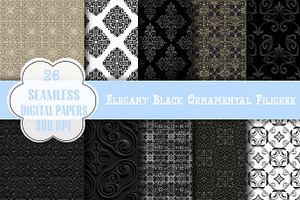 Elegant Black Ornamental Filigree, a Pattern Graphic by Wow Magic