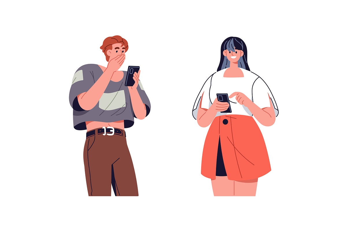 People with smartphones set, a Person Illustration by PaperTrident (Photo 3 of 6)
