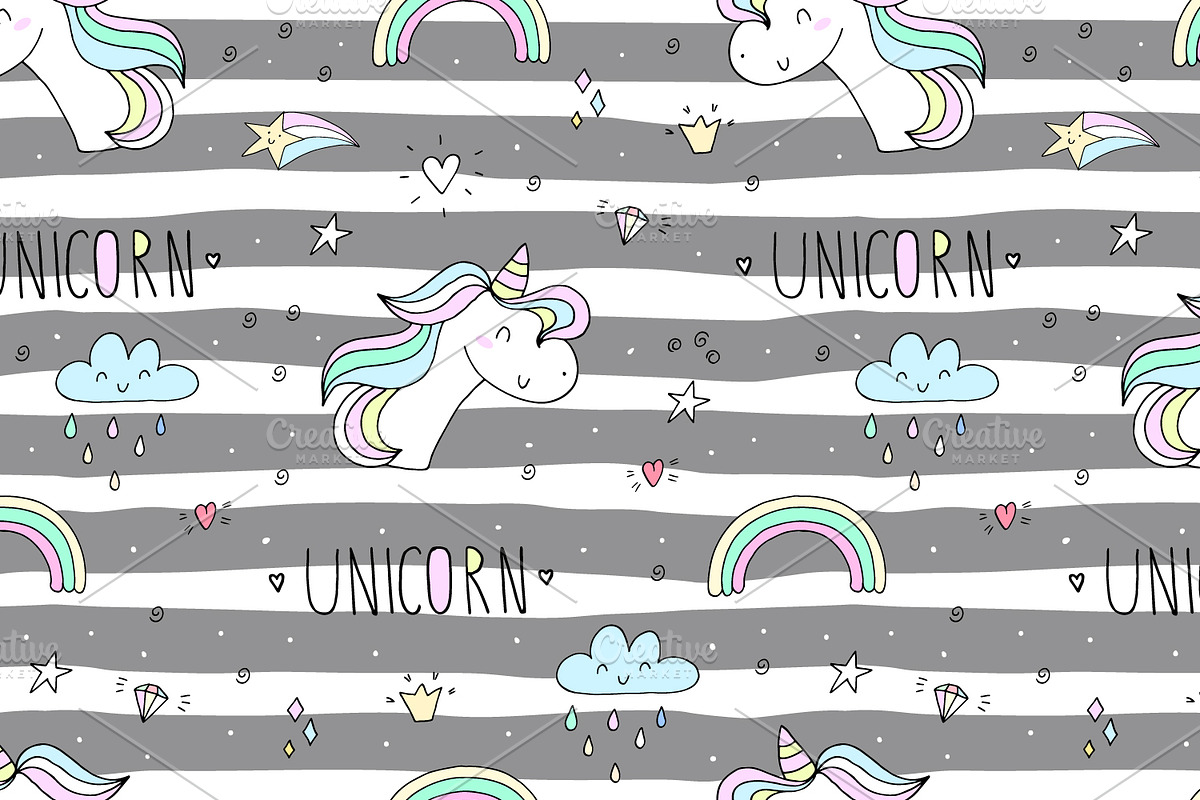 Cute unicorns patterns collection., a Pattern Graphic by Irene_Boiko_ART (Photo 17 of 22)