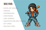 Cartoon girl bandit. Tshirt, PNG., a Person Illustration by KENO Mascots (Thumbnail 5 of 5)