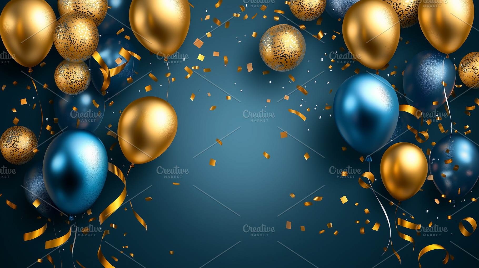 Blue and gold sparkly ornaments, an Abstract Photo by Imaginarium