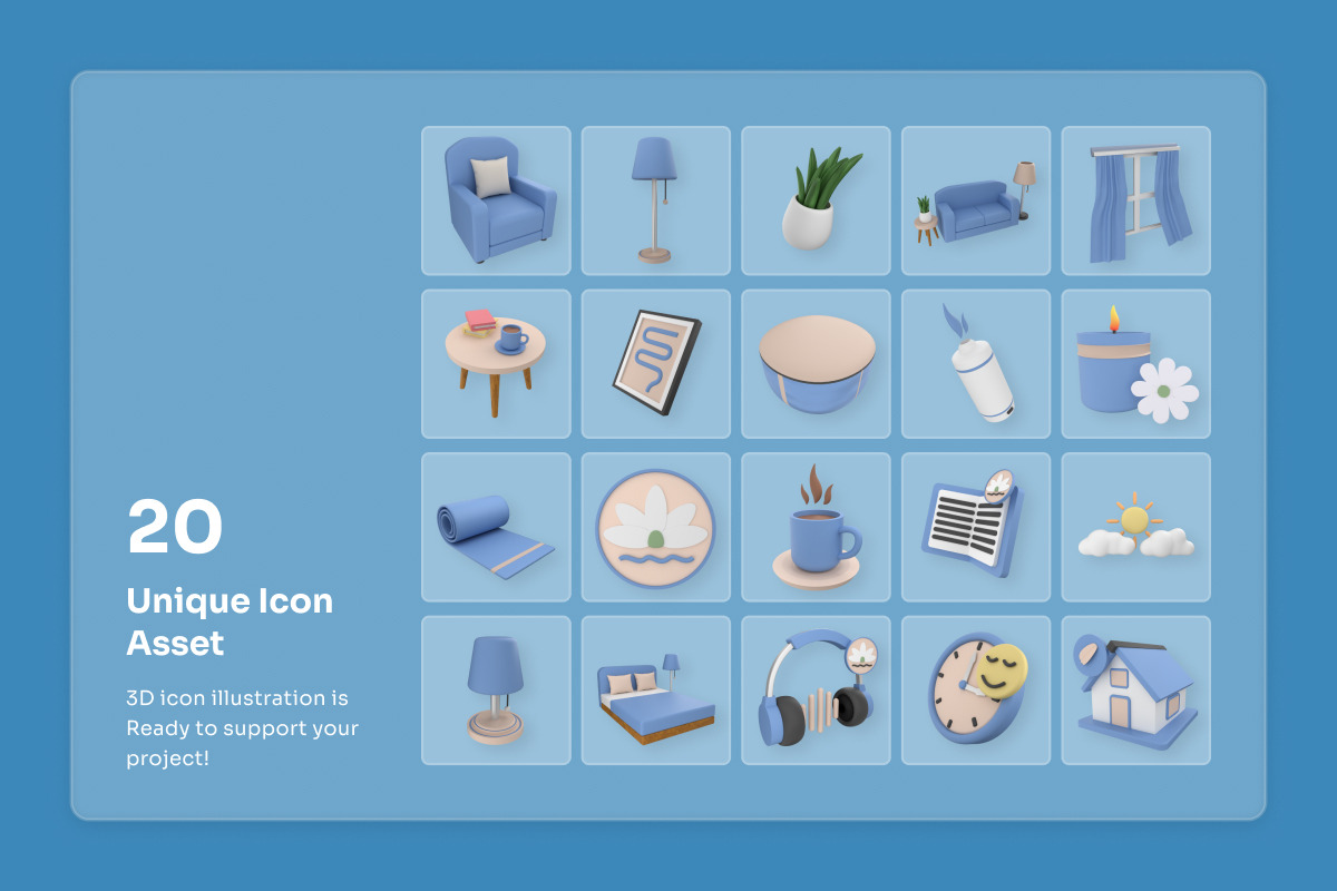 Calm Home Wellness 3D Icon Set, an Object Illustration by twinstd (Photo 6 of 6)