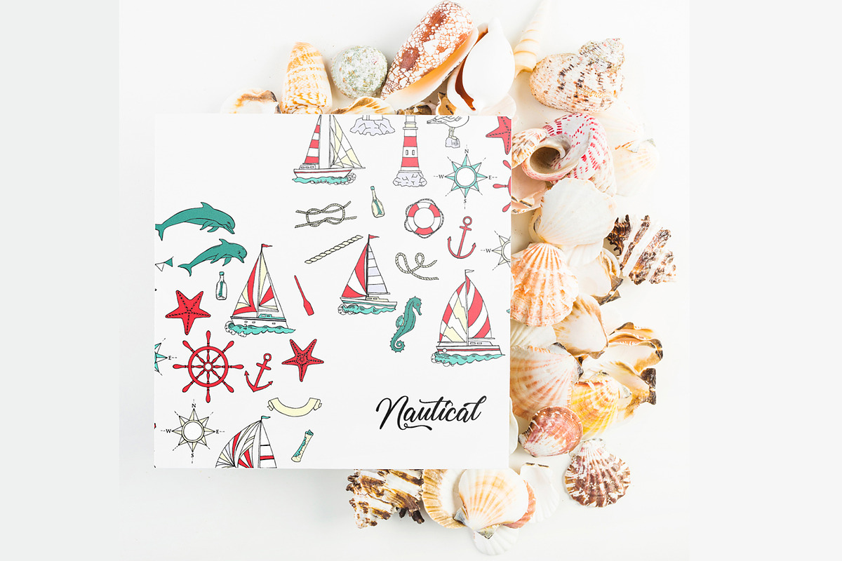 Nautical Elements with Ships, an Illustration by Nataliapiache (Photo 5 of 7)