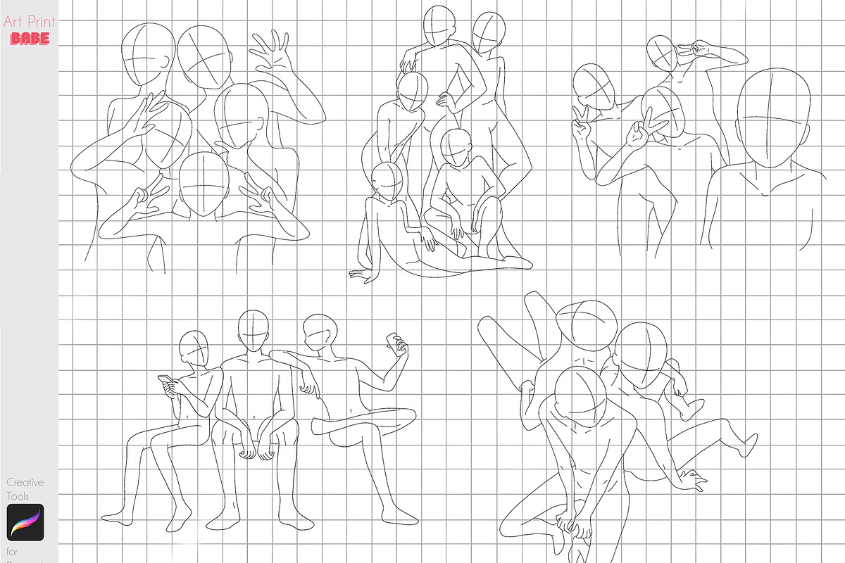 Procreate Anime Friends Body Guides, a Brush Add-On by ArtPrintBabe (Photo 4 of 4)