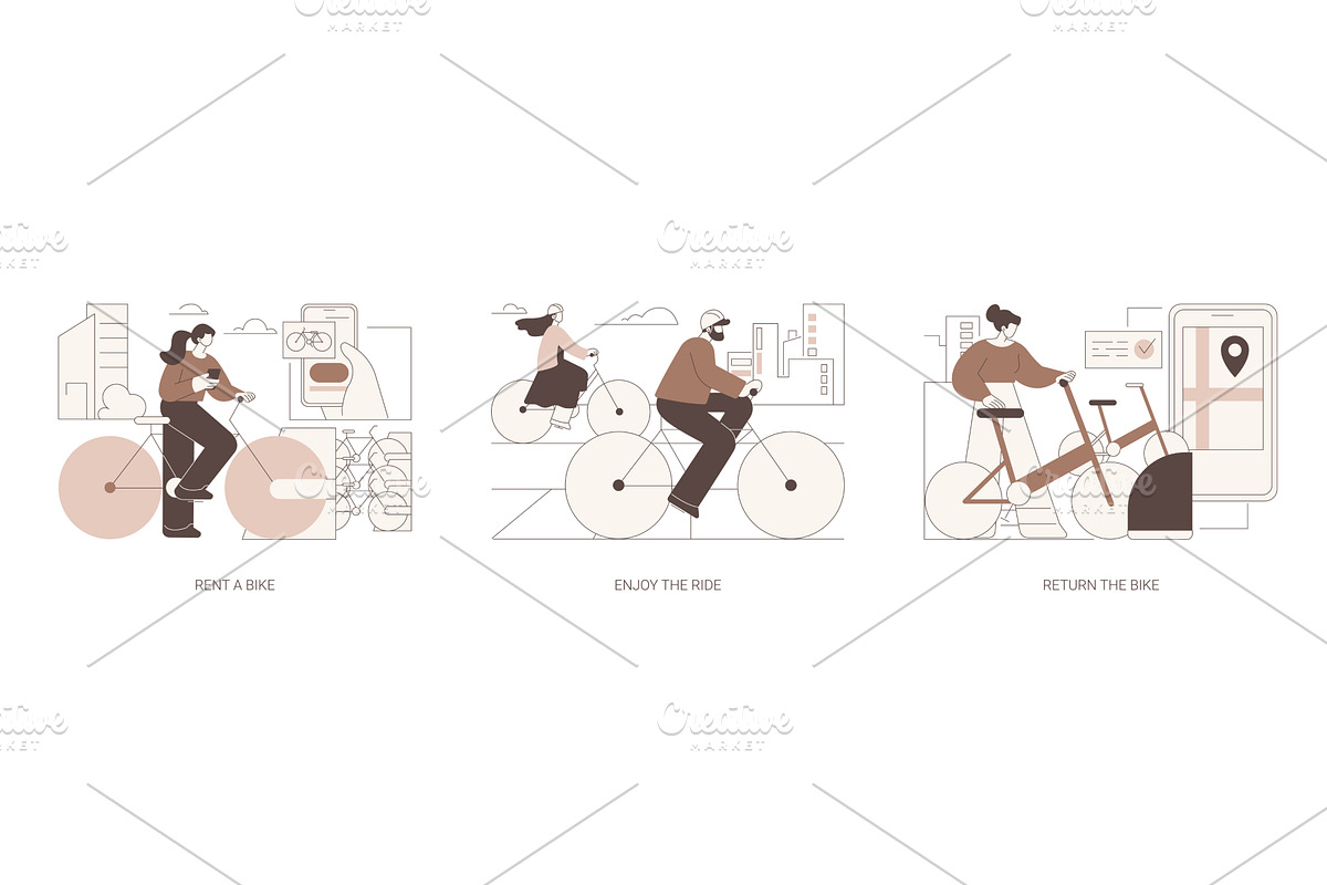 Bike rental app isolated cartoon, a Person Illustration by Visual Generation
