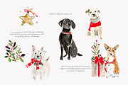 watercolor clipart Christmas dog set, a Decorative Illustration by Patishop Art (Thumbnail 2 of 6)