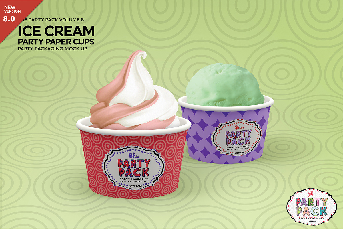 Party Ice Cream Paper Cup Mockup, a Cups & Container Mockup by INCDesign (Photo 1 of 7)