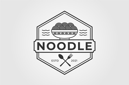 vintage noodle restaurant logo