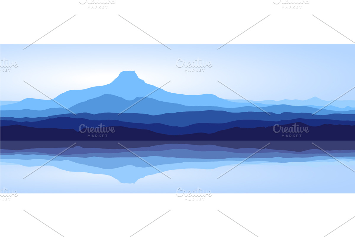 Blue Mountains and Sea. Vector., an Illustration by MSA-Graphics (Photo 3 of 3)