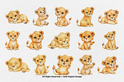 15 Bundle Watercolor Cute Lion Wild, an Animal Illustration by Morspective (Thumbnail 8 of 8)