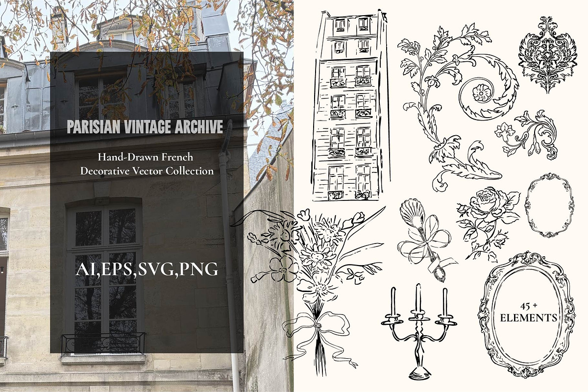 Coquette paris hand drawn line art, a Decorative Illustration by MayBay Studio (Photo 1 of 7)