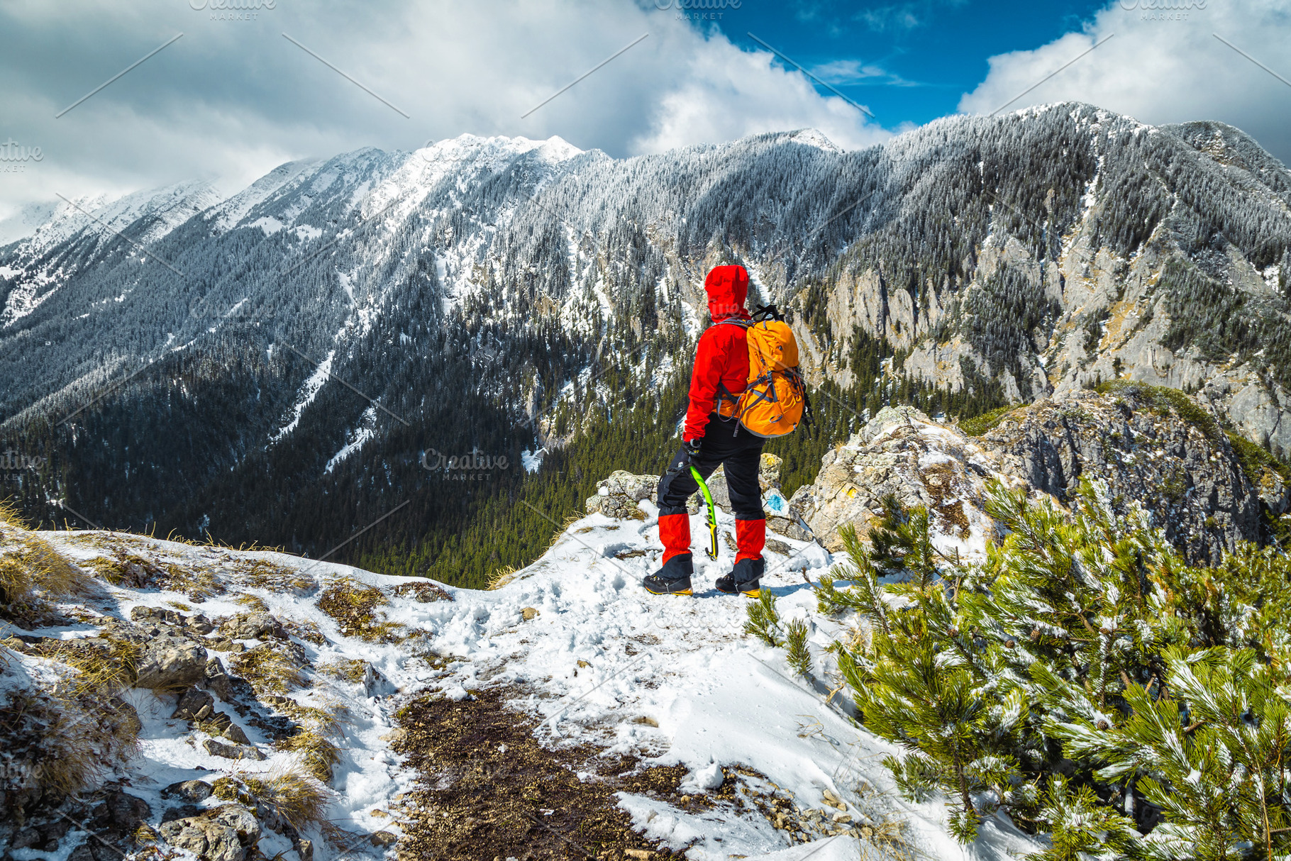 Hiker woman enjoying the view, a Sports & Recreation Photo by Alpine Dreams