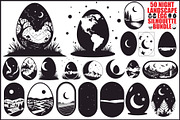 Night Landscape Egg Silhouette Bundl, an Illustration by Designs_River (Thumbnail 1 of 22)
