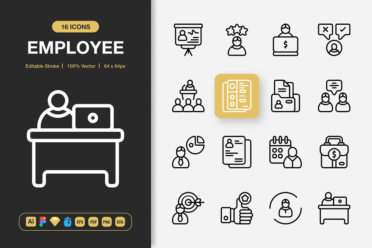 Employee Icons, an Outline Icon by Spacepixel Creative