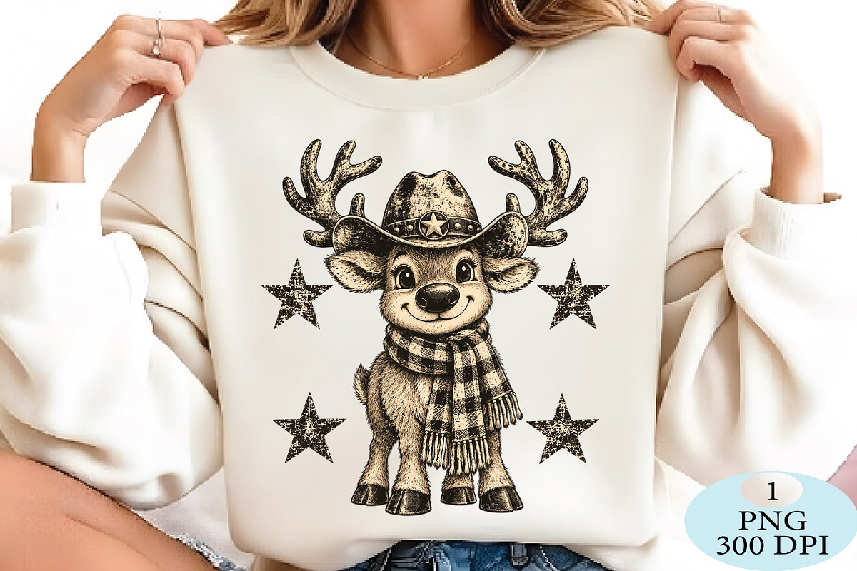 Vintage Reindeer Christmas PNG, a Seasonal Illustration by Daily.Designs (Photo 2 of 5)