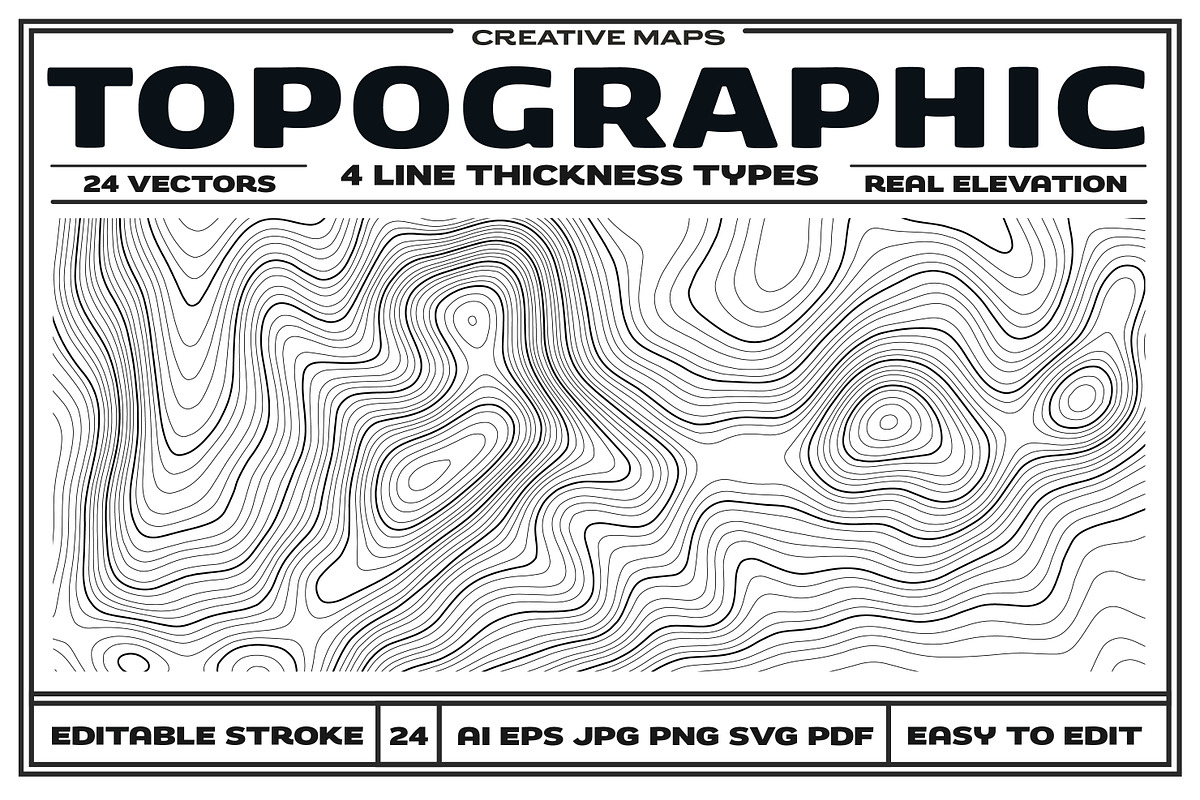 24 Vector Topographic Maps, a Texture Illustration by RDShop (Photo 1 of 6)