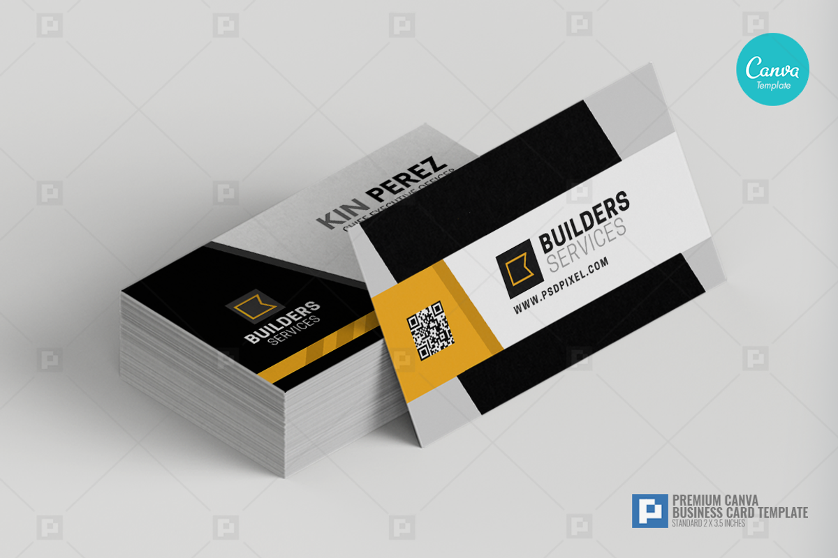 Construction Canva Business Card 05, a Business Card Template by PSDPixel (Photo 2 of 4)