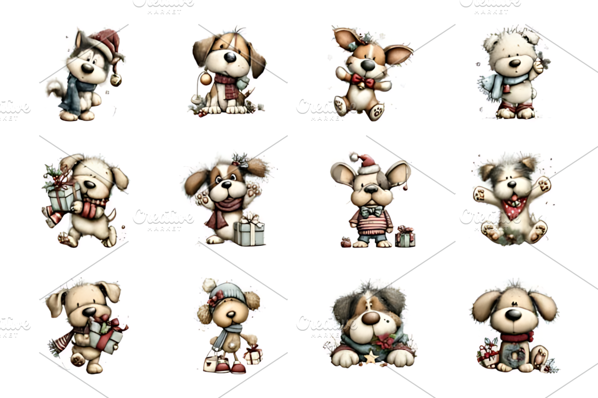 Classic Funny Christmas Clipart, a Seasonal Illustration by Design Art (Photo 2 of 4)