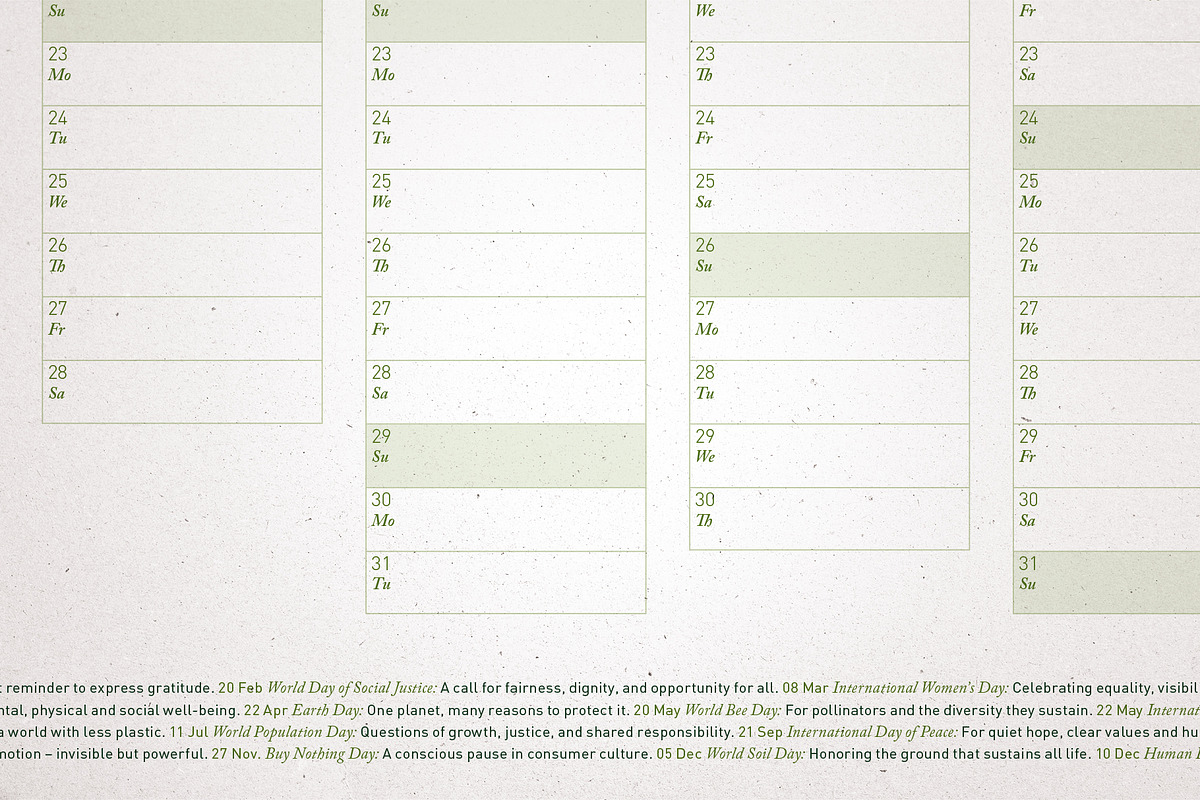 2026 Eco Wall Calendar: Herbal Green preview 4