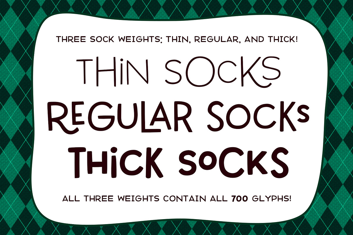Argyle Socks: fun font in 3 weights! preview 7