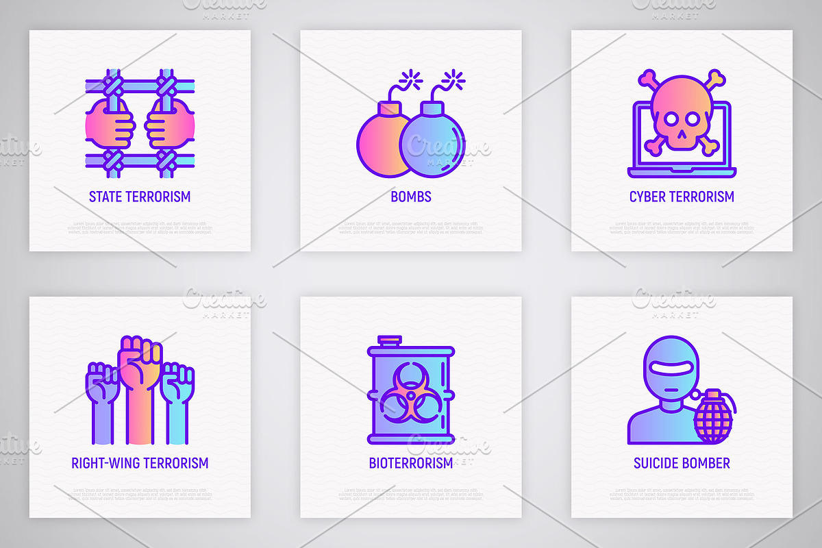 Stop Terrorism | 16 Thin Line Icons, an Outline Icon by Alex Blogoodf (Photo 6 of 11)