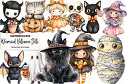Whimsical Halloween Dolls Clipart, an Illustration by DreamArtGraphic (Thumbnail 1 of 5)