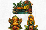 Vibrant Buddha Clipart Set, a Decorative Illustration by ThatsDesignArt (Thumbnail 8 of 10)