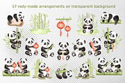Cute pandas watercolor clipart set, an Animal Illustration by susie-p-art (Thumbnail 3 of 14)
