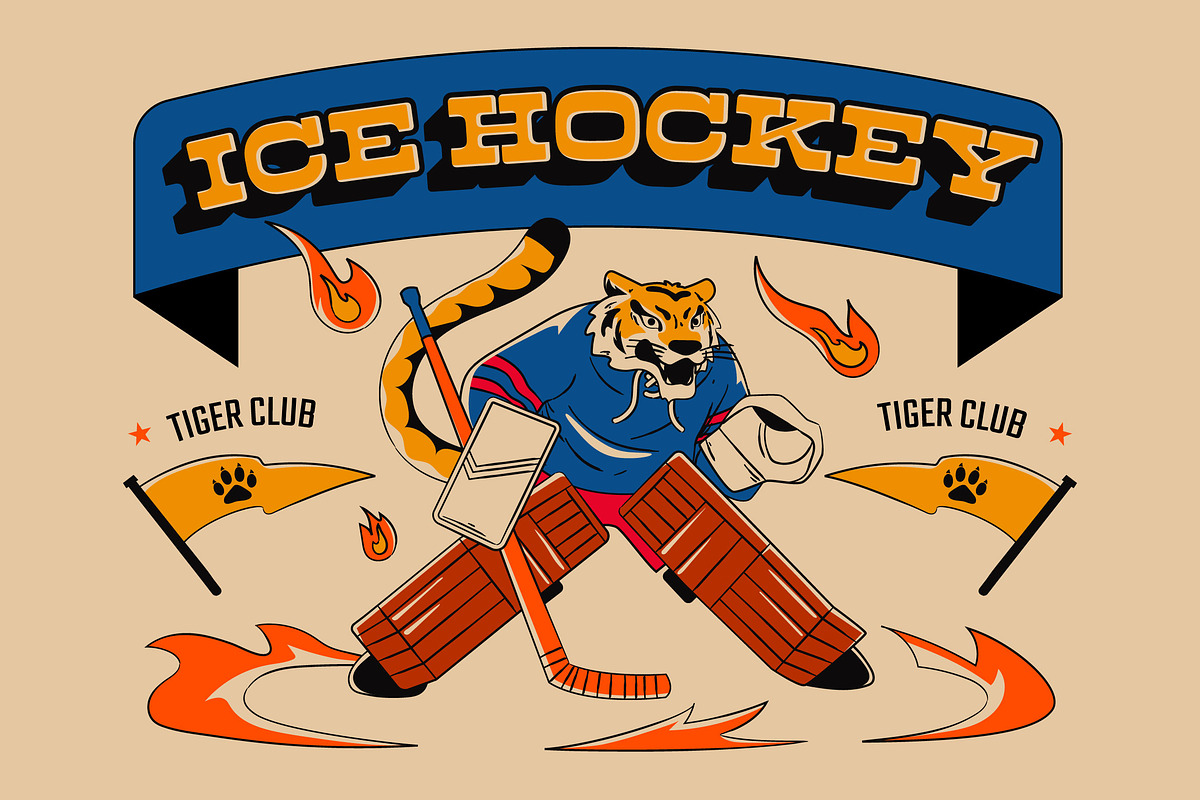 Ice Hockey Full Illustration, a Sport Illustration by graphicook