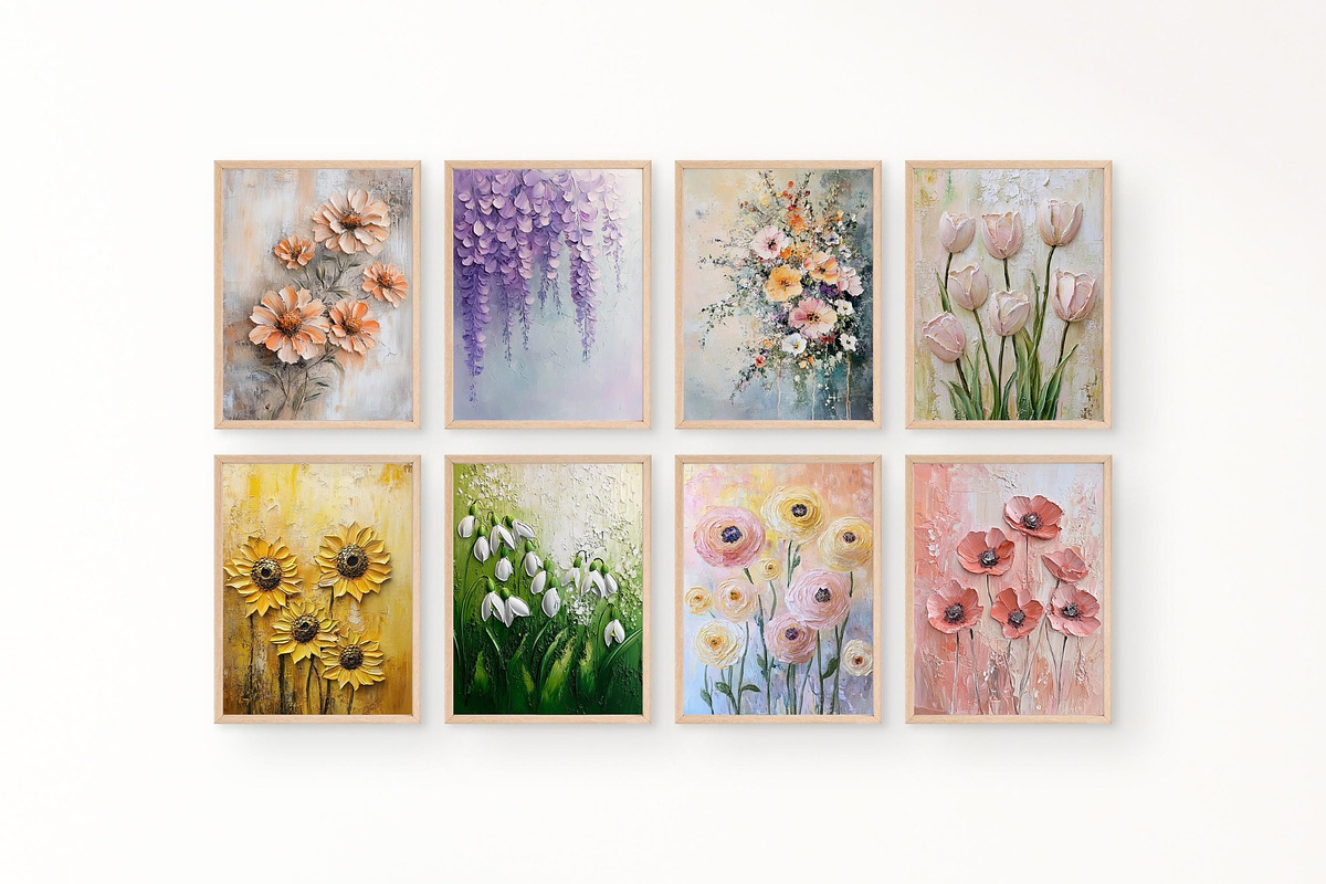 Textural Floral Wall Art Collection, an Illustration by PrintablesByFranklyn (Photo 3 of 10)