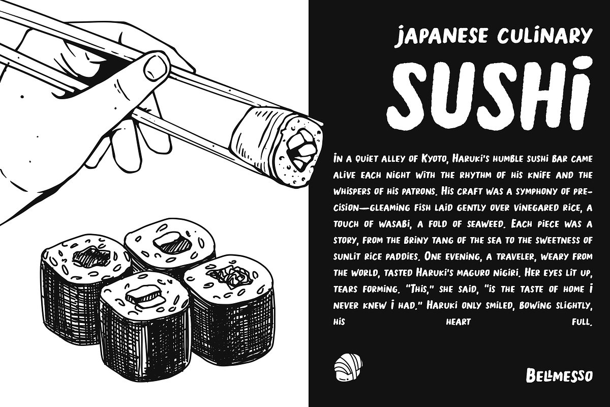 Bellmesso - Asian Quisine Fonts, a Handwritten Font by Konstantine Studio (Photo 2 of 7)