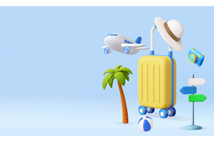 3D Travel Essentials with Map and