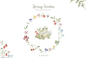 Spring Garden. Watercolor clipart, a Decorative Illustration by Kreker Kate (Thumbnail 12 of 12)