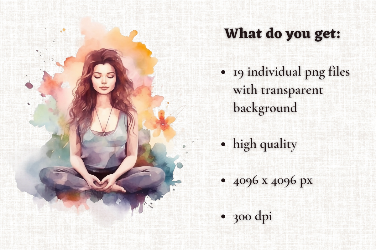 Watercolor Meditation Cliparts, an Illustration by Mash Mash Stickers (Photo 2 of 9)